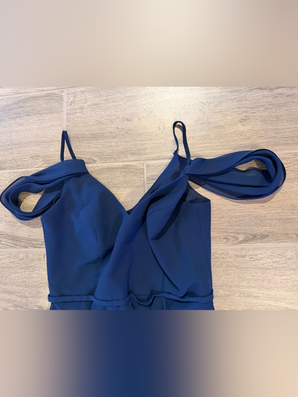 Navy Off-Shoulder Ruffle Gown - Picture 6 of 6